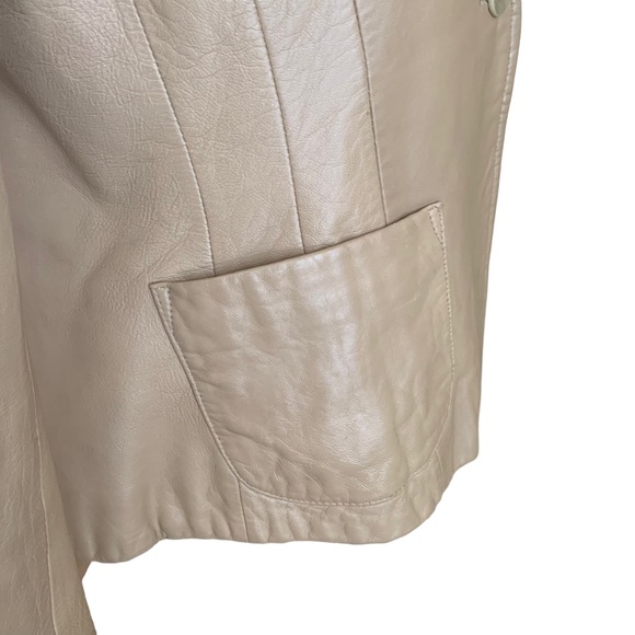 Vintage 90s Y2k The Limited Beige Leather Blazer Jacket - Picture 8 of 13